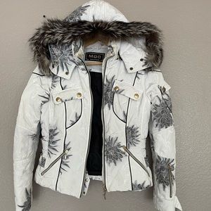 MDC Sport Doris Pfister Ski Jacket Sz 36 Small Removable Fur Hood Made Portugal